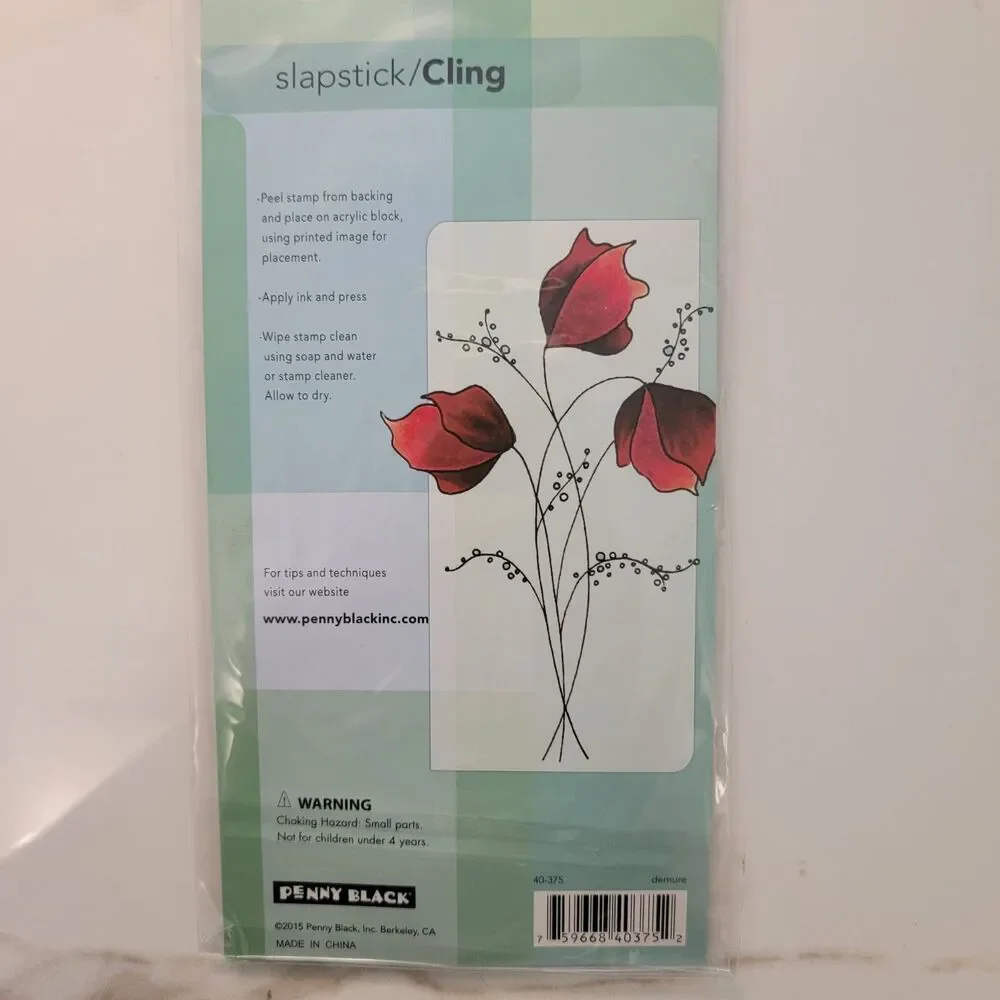 Penny Black DEMURE Flowers #40-375 Slapstick/Cling Rubber Stamp NEW